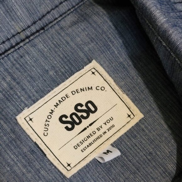 SoSo Brothers 6oz Indigo Chambray Selvedge Denim Shirt Jacket CPO NEW Worker M - Picture 3 of 6